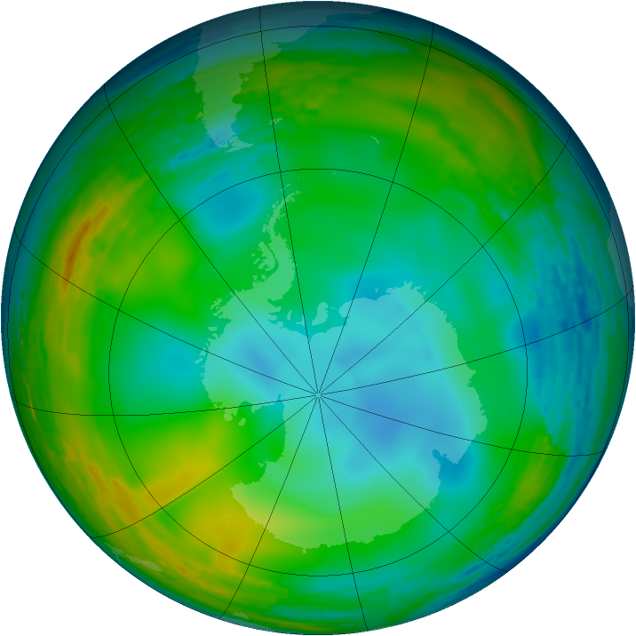 Antarctic ozone map for 23 July 1993